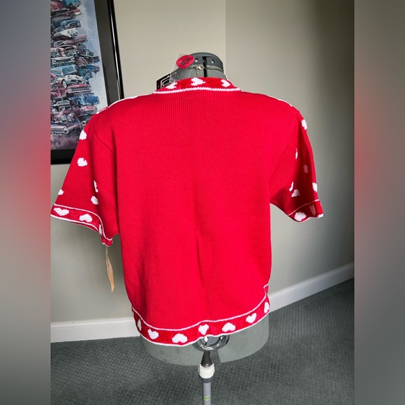 NWT Berek L XL Embroidered Heart Sweater Cardigan Valentine’s Day gift Red - Picture 4 of 9